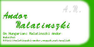 andor malatinszki business card